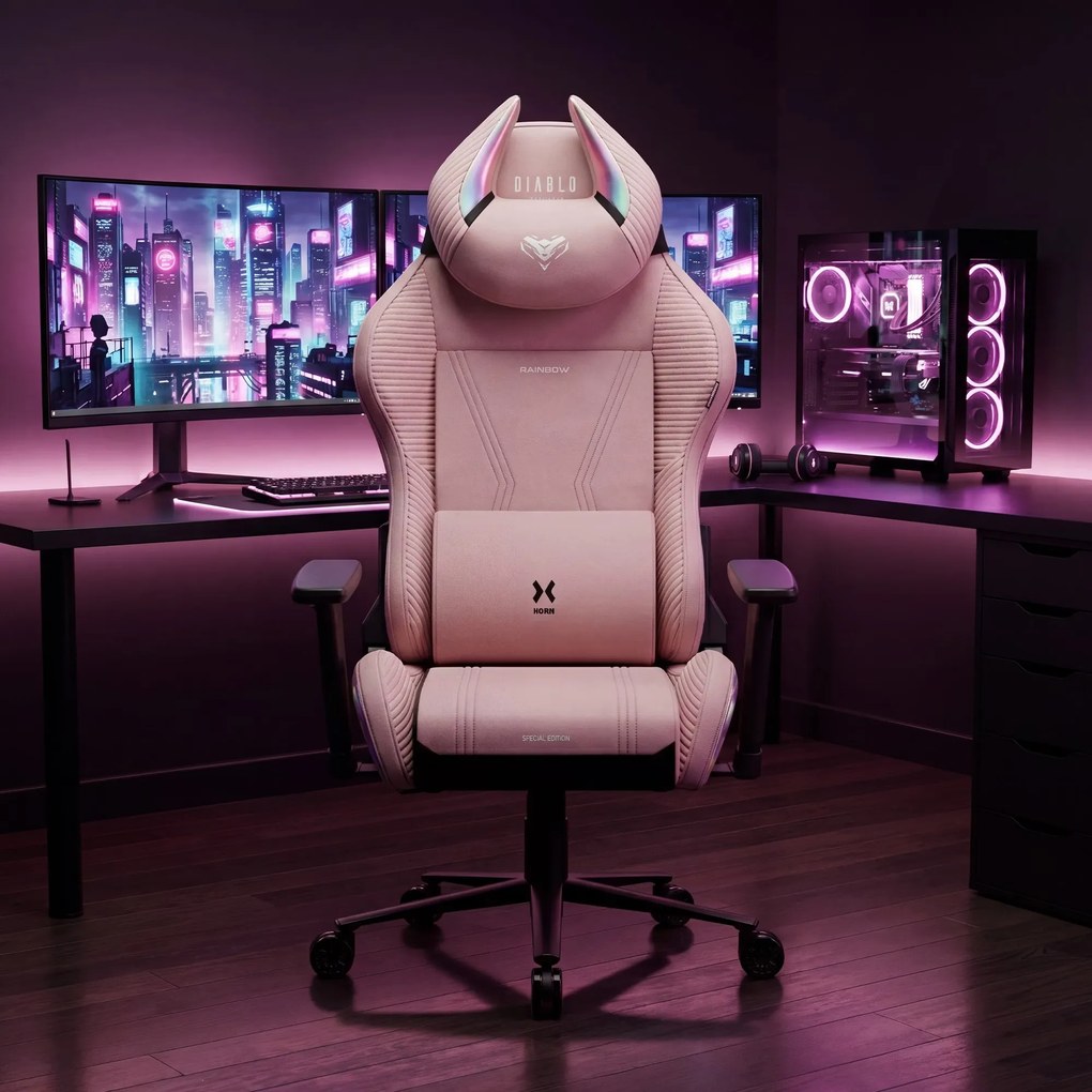 Gamer szék szövet rózsaszín Normal Size: Diablo X-Horn 2.0 Rainbow Pink