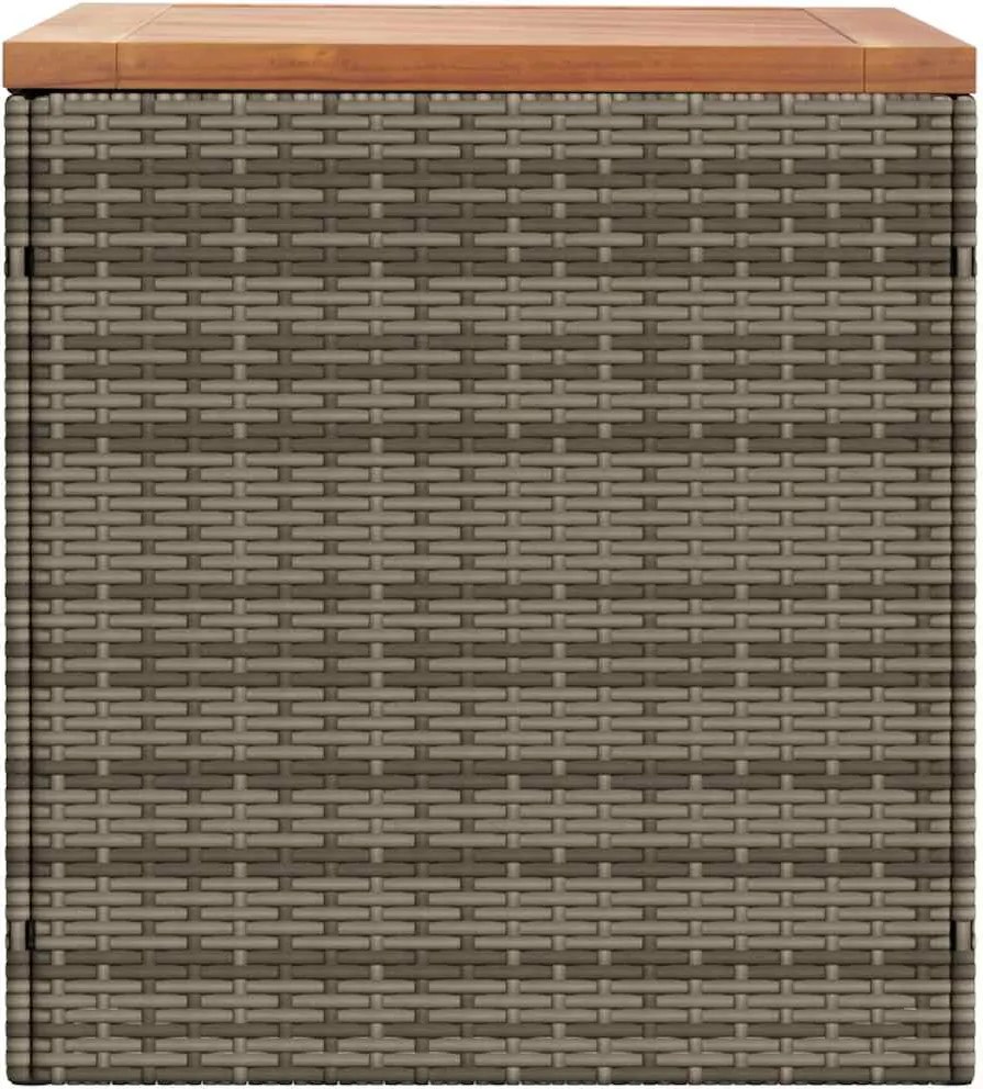 Szürke Polyrattan És Akácfa Kerti Tárolóláda 110 X 50 X 54 Cm