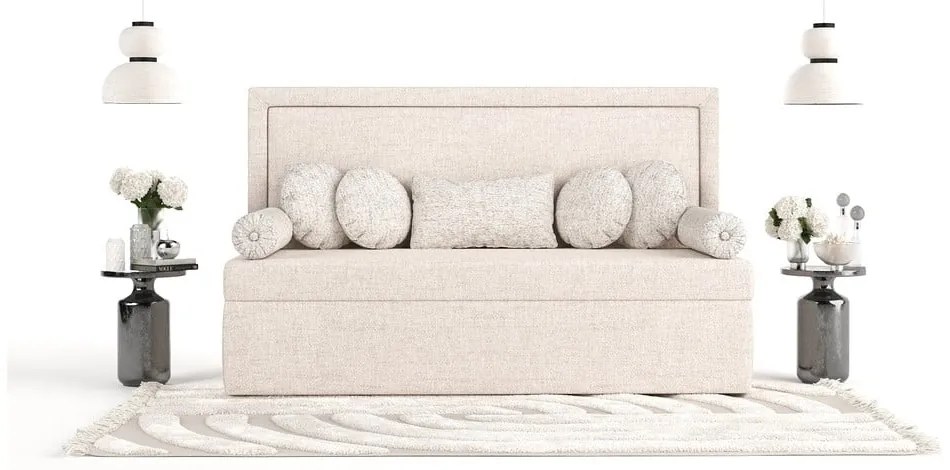 Bézs kárpitozott egyszemélyes ágy 80x200 cm Scala – Maison de Rêve