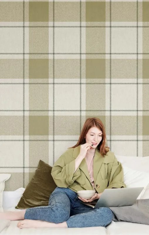 Parato Cristiana Masi Top Stripes Block taupe-zöld kockás vlies tapéta – 38405
