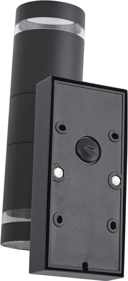 Modern fekete kültéri fali lámpa 2 égős IP44 alkonyatérzékelővel - Dubbla