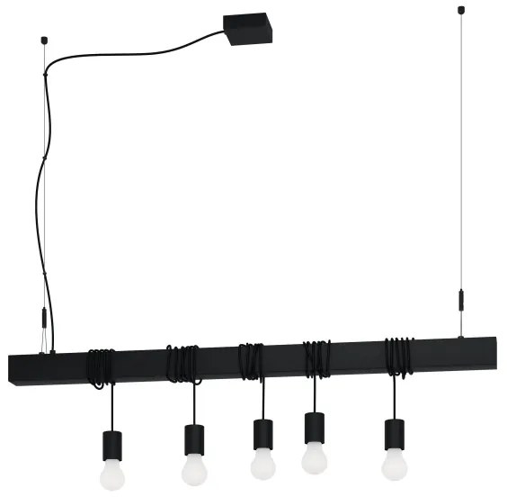 Eglo 39937 - Csillár zsinóron TOWNSHEND-B 5xE27/40W/230V fekete