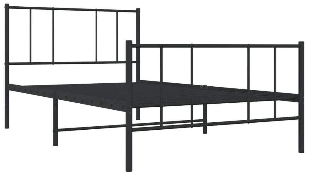 fekete fém ágykeret fej- és lábtámlával 80 x 200 cm