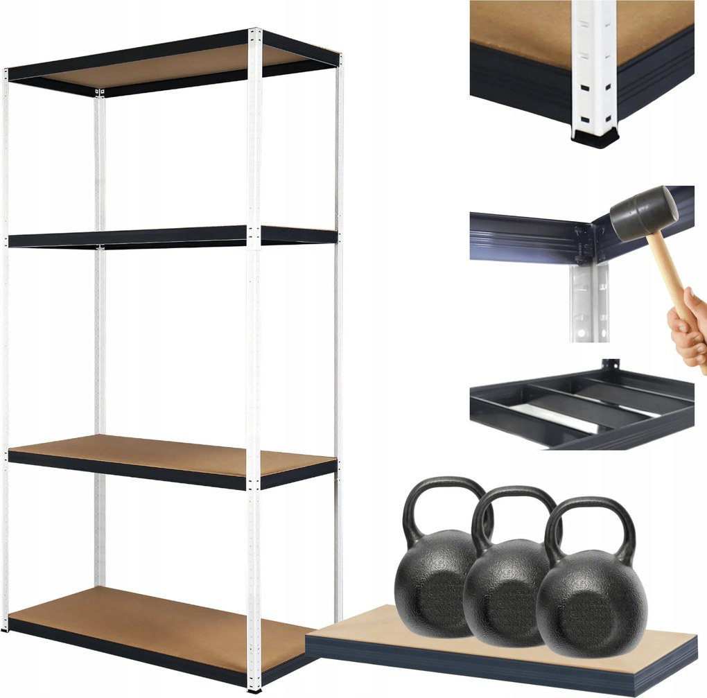 Fém tároló állvány garázs állvány Helios 180x75x50cm 4Px350kg