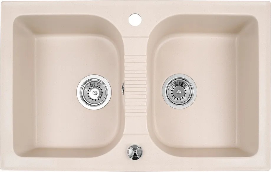 Gránit mosogató konyhai mosogató Elios 20 kétrekeszes bézs 78 x 49 cm