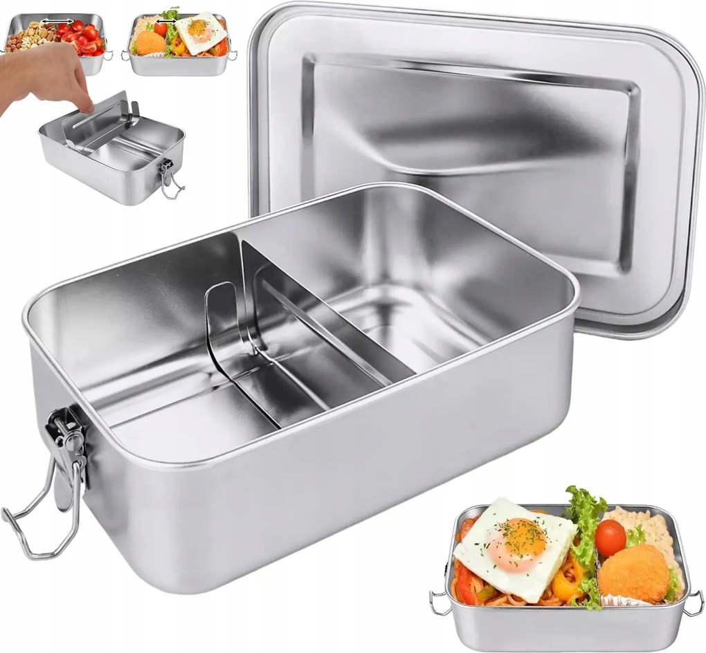 Rozsdamentes acél uzsonnás doboz Uzsonnás doboz rekesszel