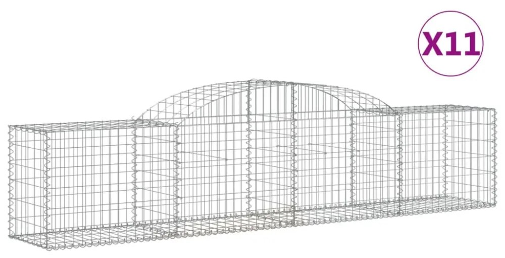 11 db íves horganyzott vas gabion kosár 300x50x60/80 cm