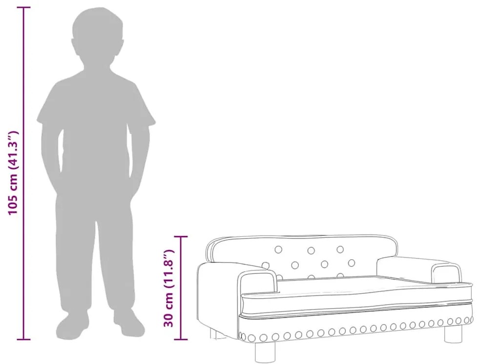 kék gyerek bársonykanapé 70 x 45 x 30 cm