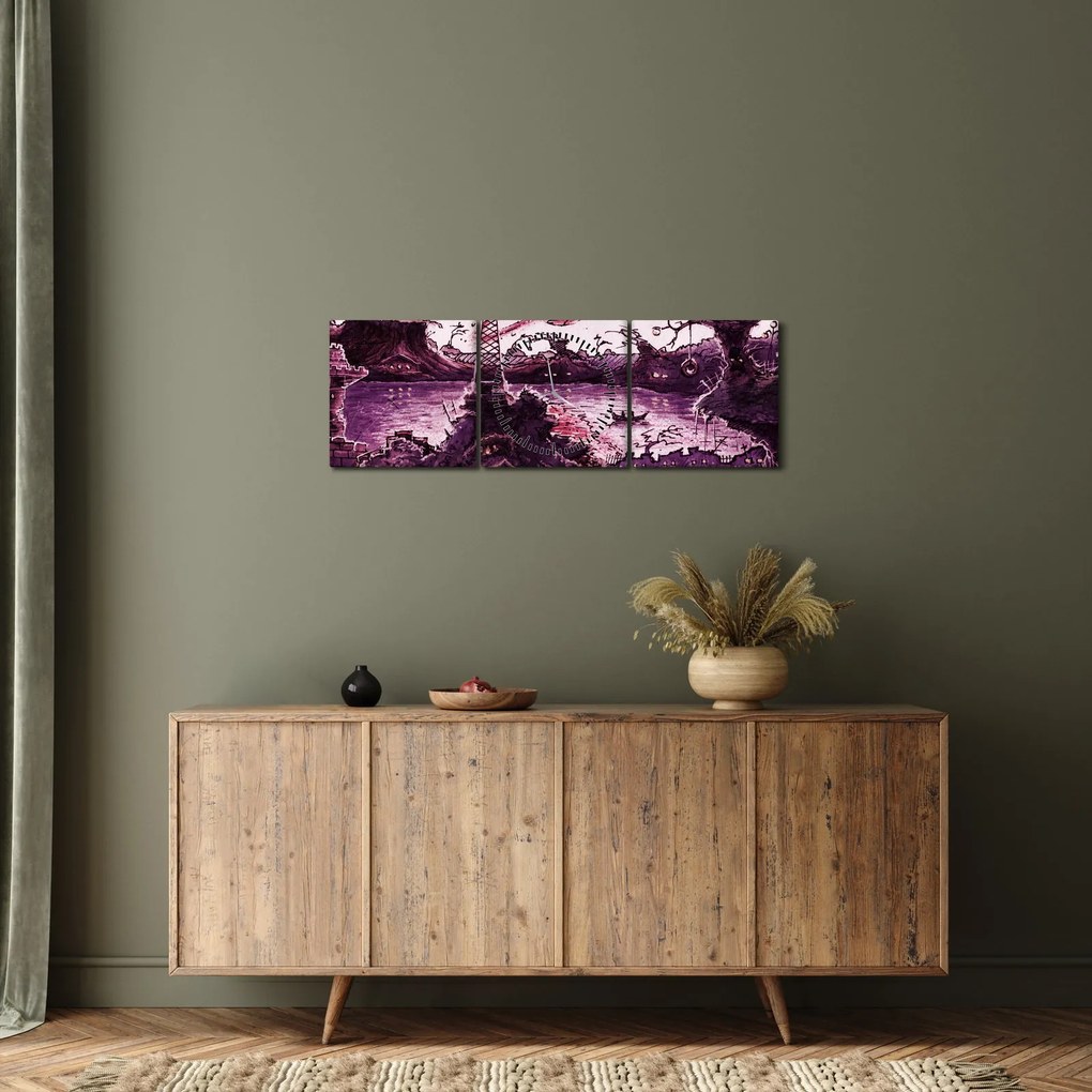 Kép - Elvarázsolt falu (órával) (90x30 cm)