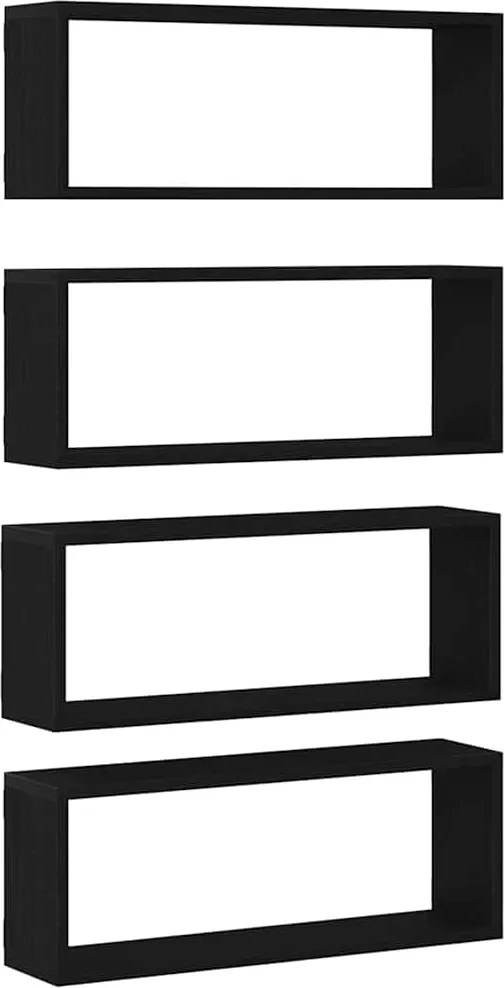 vidaXL Falpolcok polcokkal 4 pcs Fekete tölgy 60 x 15 x 23 cm Faanyag