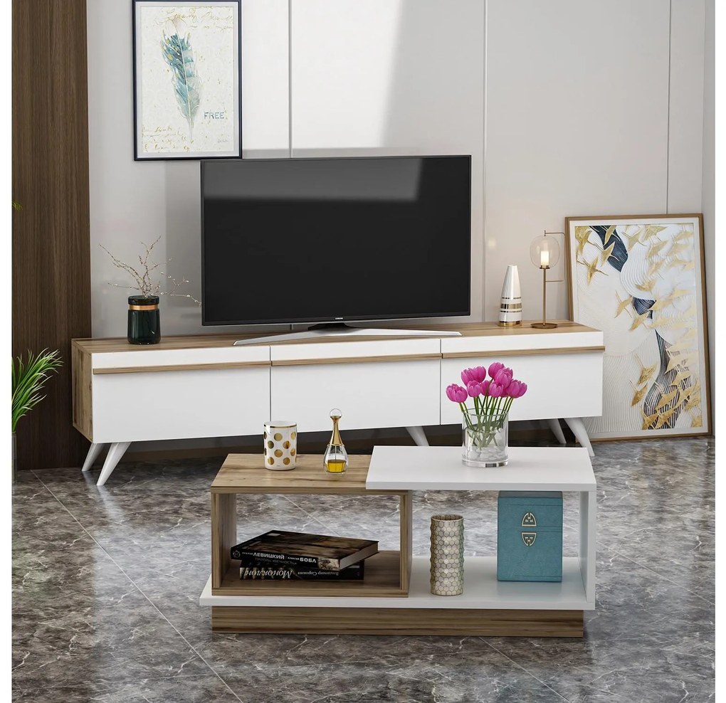 Nappali fal Vegas (fehér + zafír tölgy). Akció -20%. 1088750