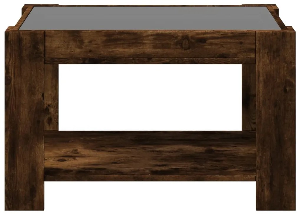 füstös tölgy szerelt fa dohányzóasztal LED-del 73 x 53 x 45 cm