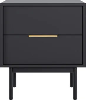 Éjjeliszekrény 2 fiókkal fekete színben arany fogantyúkkal – VIVA VI06