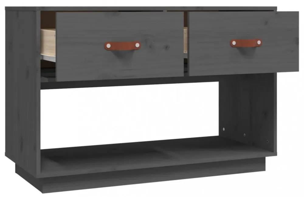 szürke tömör fenyőfa TV-szekrény 90 x 40 x 60 cm