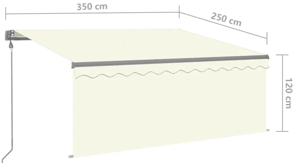 krémszínű automata napellenző redőnnyel 3,5 x 2,5 m