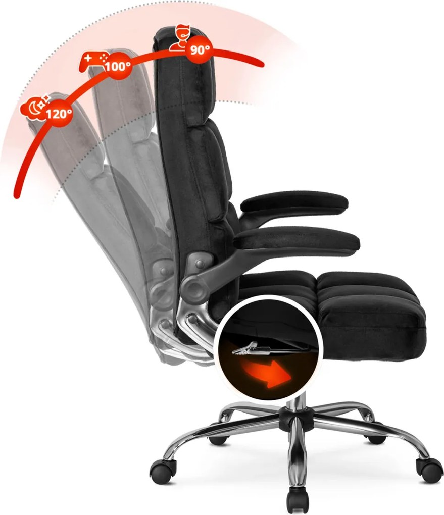 LONDON forgószék fekete bársony