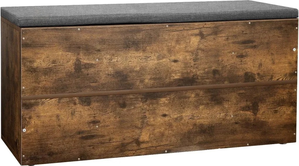 Cipőtároló pad, párnázott ülőfelülettel, rusztikus barna 104x30x48cm