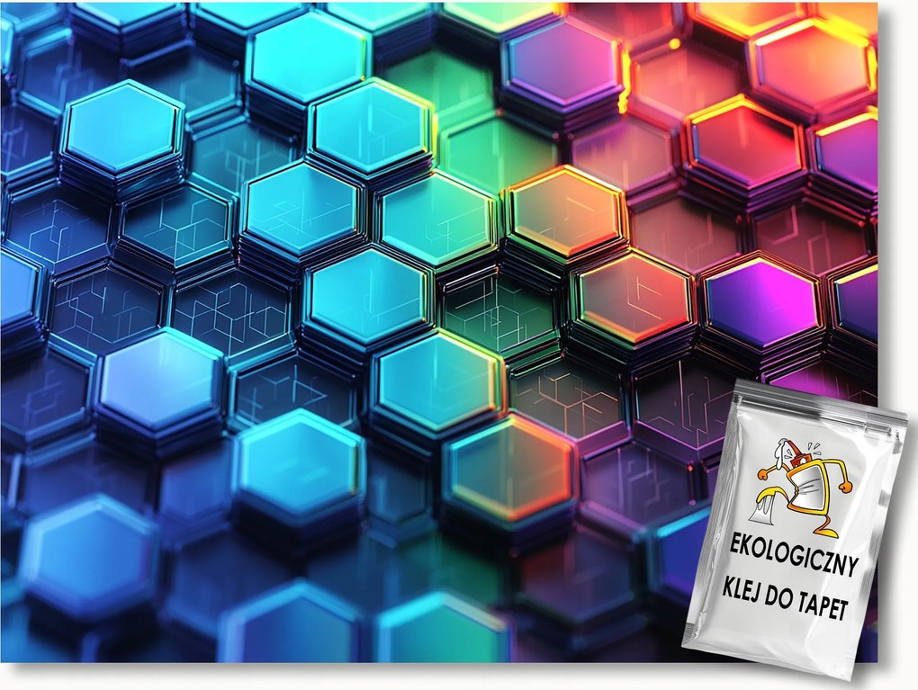 Fotótapéta Flizelina Cyber Geometria Hexagon 3D Hatszög 208x146 ragasztó