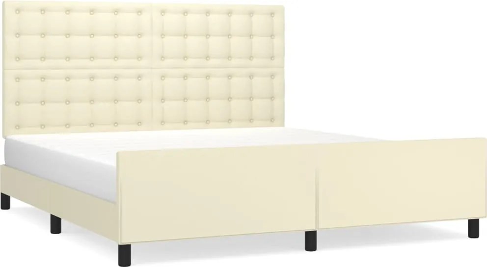 vidaXL krémszínű műbőr ágykeret fejtámlával 160 x 200 cm