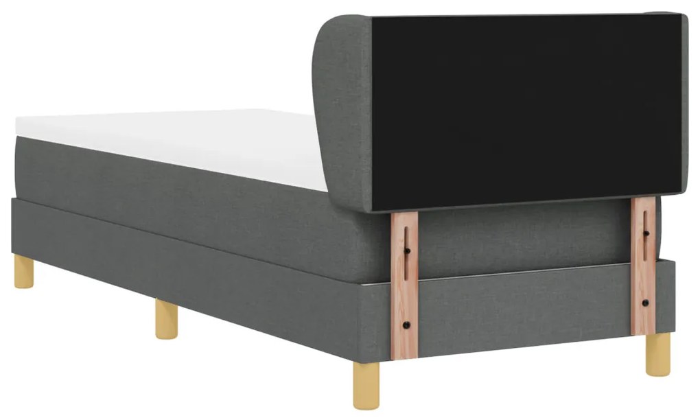 Boxspring Ágy Matraccal Sötétszürke Színben, 80x200 cm, Szövet