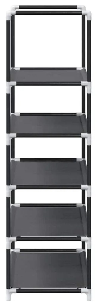 fekete nem szőtt szövetből cipőállvány 5 szintes 44x28x94 cm