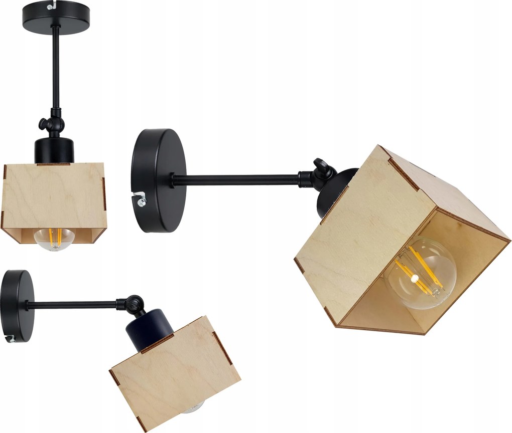 Lámpa Fali Lámpa mozgatható loft fa bögre 1