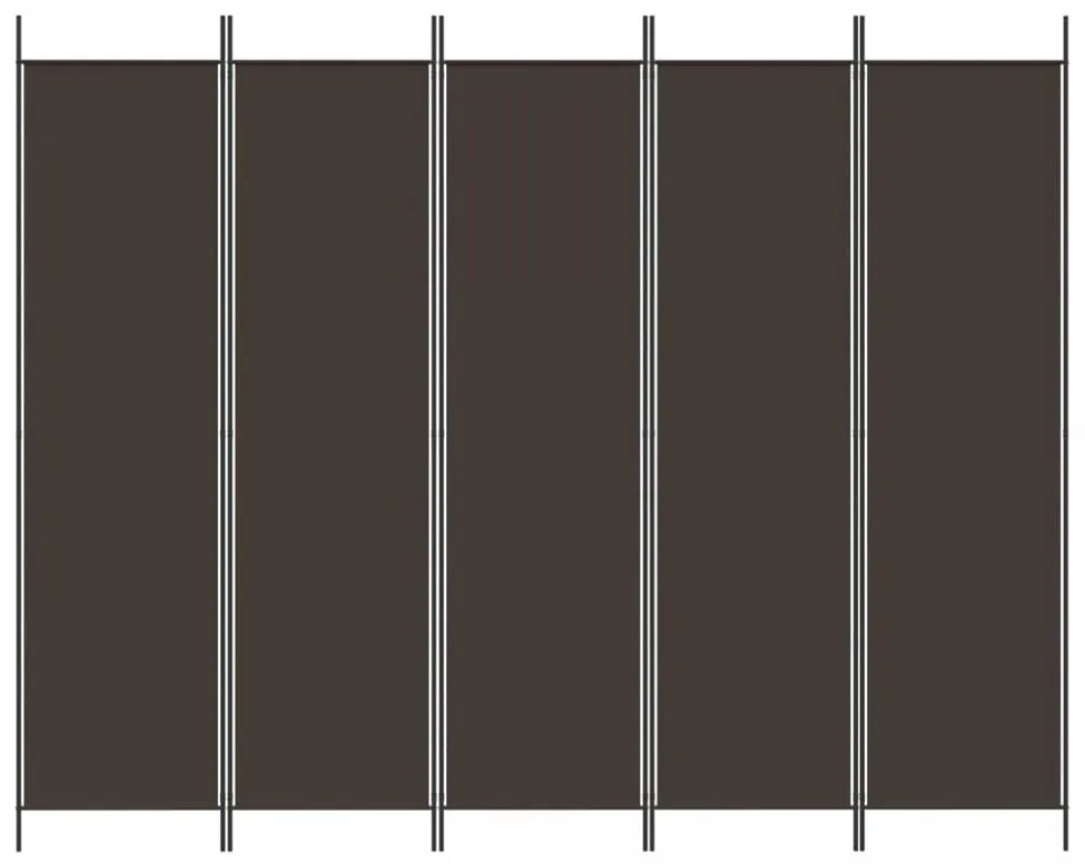5 paneles barna szövet paraván 250x200 cm