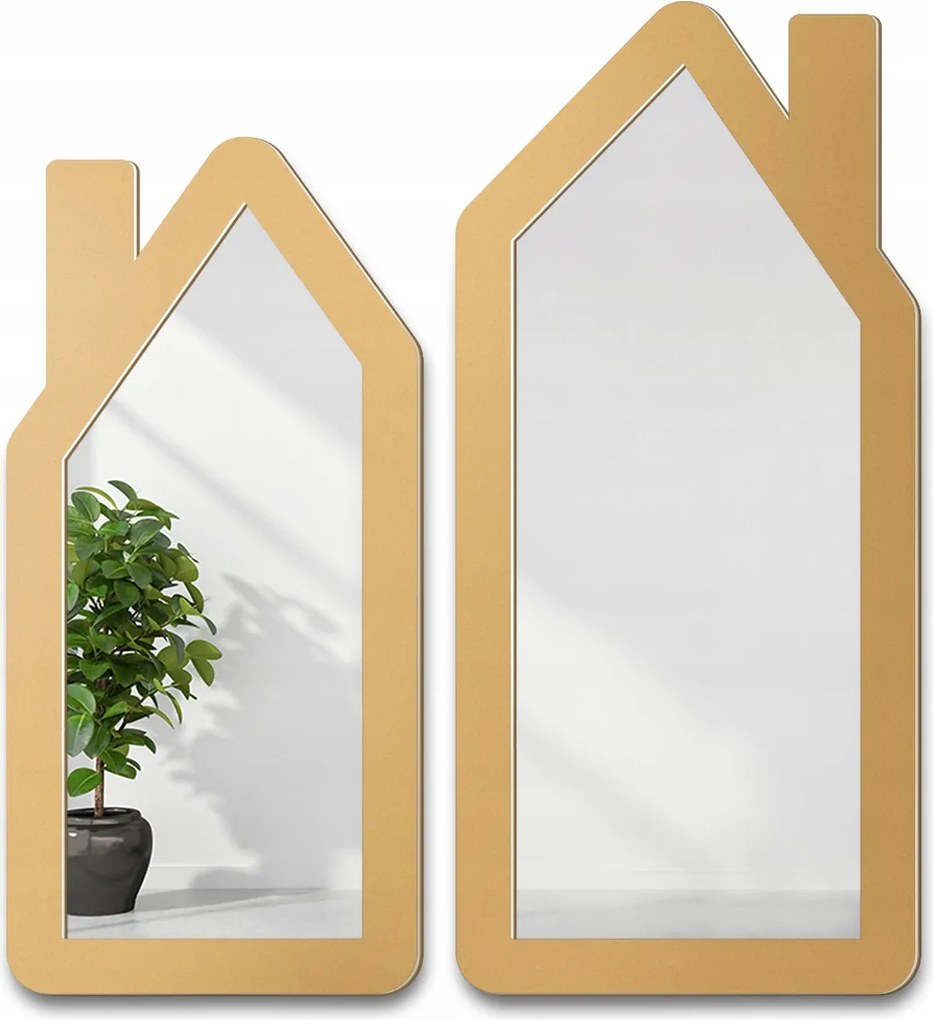 Gyerek dekorációs tükör arany keretben mdf Házikók 80x87 falra szerelhető