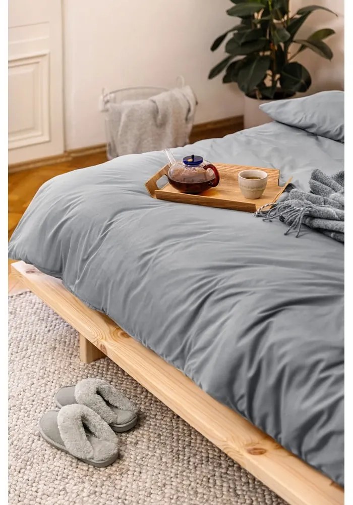 Szürke kétszemélyes hosszabbított mikroszatén ágyneműhuzat 200x220 cm Basic – Bonami Essentials