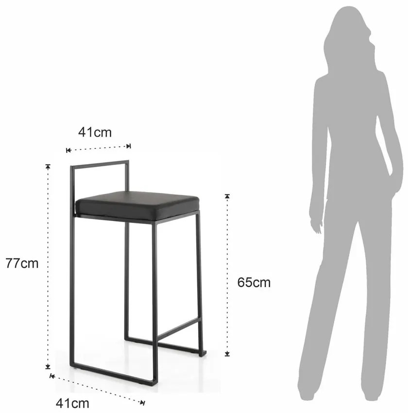 Fekete bárszék szett 2 db-os 77 cm Dodo – Tomasucci