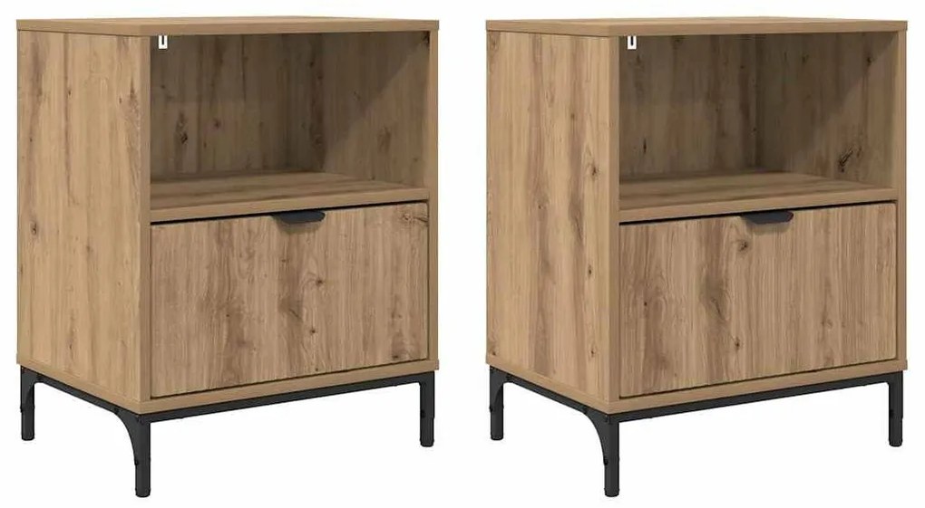 Éjjeliszekrények 2 pcs kézműves tölgy 49 x 36 x 61 cm Faanyag