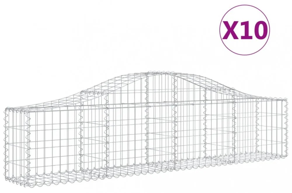 10 db íves horganyzott vas gabion kosár 200x30x40/60 cm