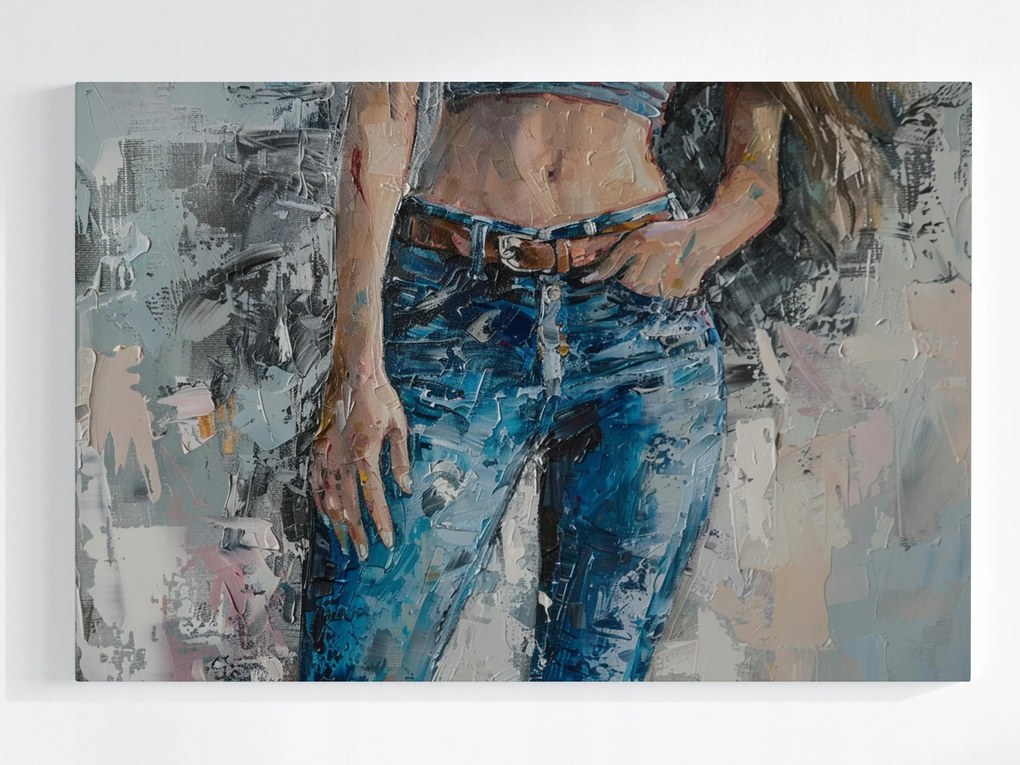 Vászonkép Canvas Olaj Nő Lány Sziluett Derék Farmer 120x80