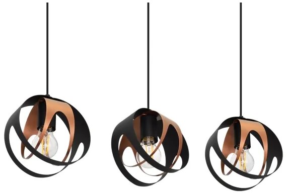 Csillár zsinóron MOONLIGHT 3xE27/15W/230V fekete/réz