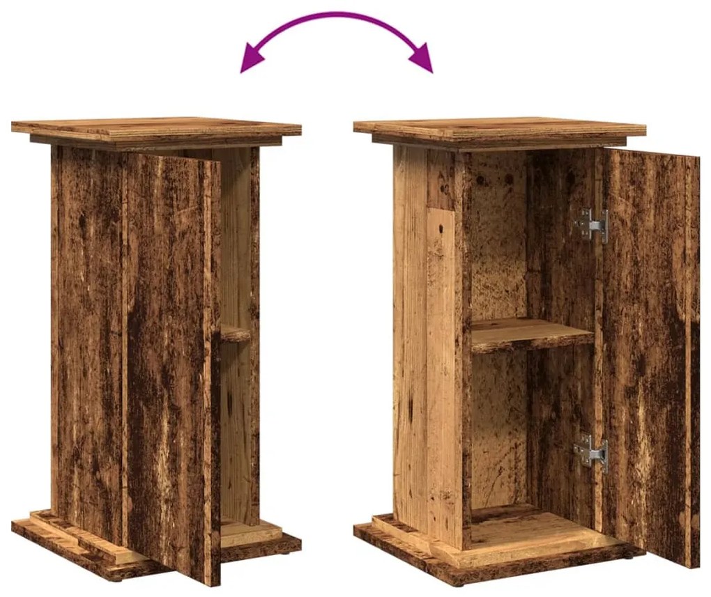 antik fa színű szerelt fa bemutatóállvány tárolóval 31x30x60 cm