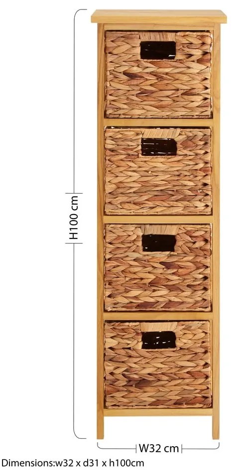 Natúr színű paulownia magas komód 32x100 cm – Premier Housewares