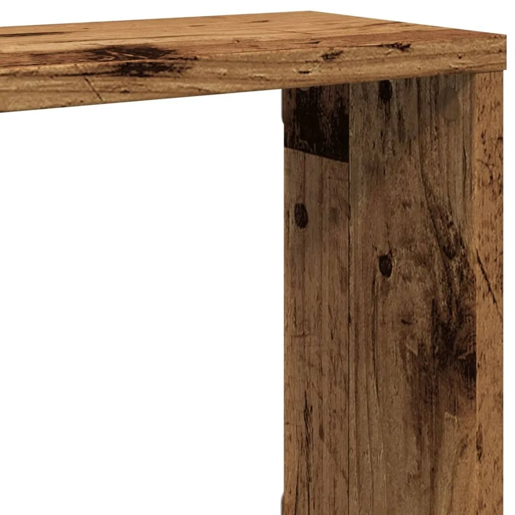 4 db antik fa színű szerelt fa fali kockapolc 100 x 15 x 30 cm
