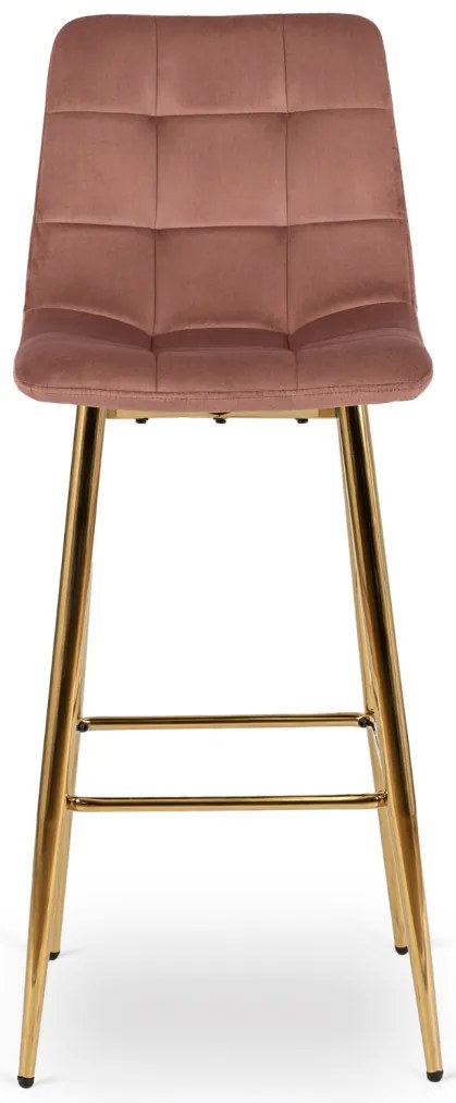 Rózsaszín Bársony Bárszék Aranyszínű Lábbal. ARIEL