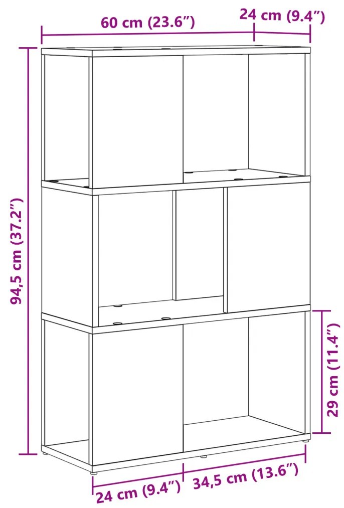 Könyvtartó Mesteri tölgy Szerelt fa 60 x 24 x 94 cm Könyvtartó