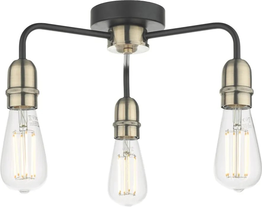 Dar Lighting loft mennyezeti lámpa kiefer antik sárgaréz matt fekete darkie5322