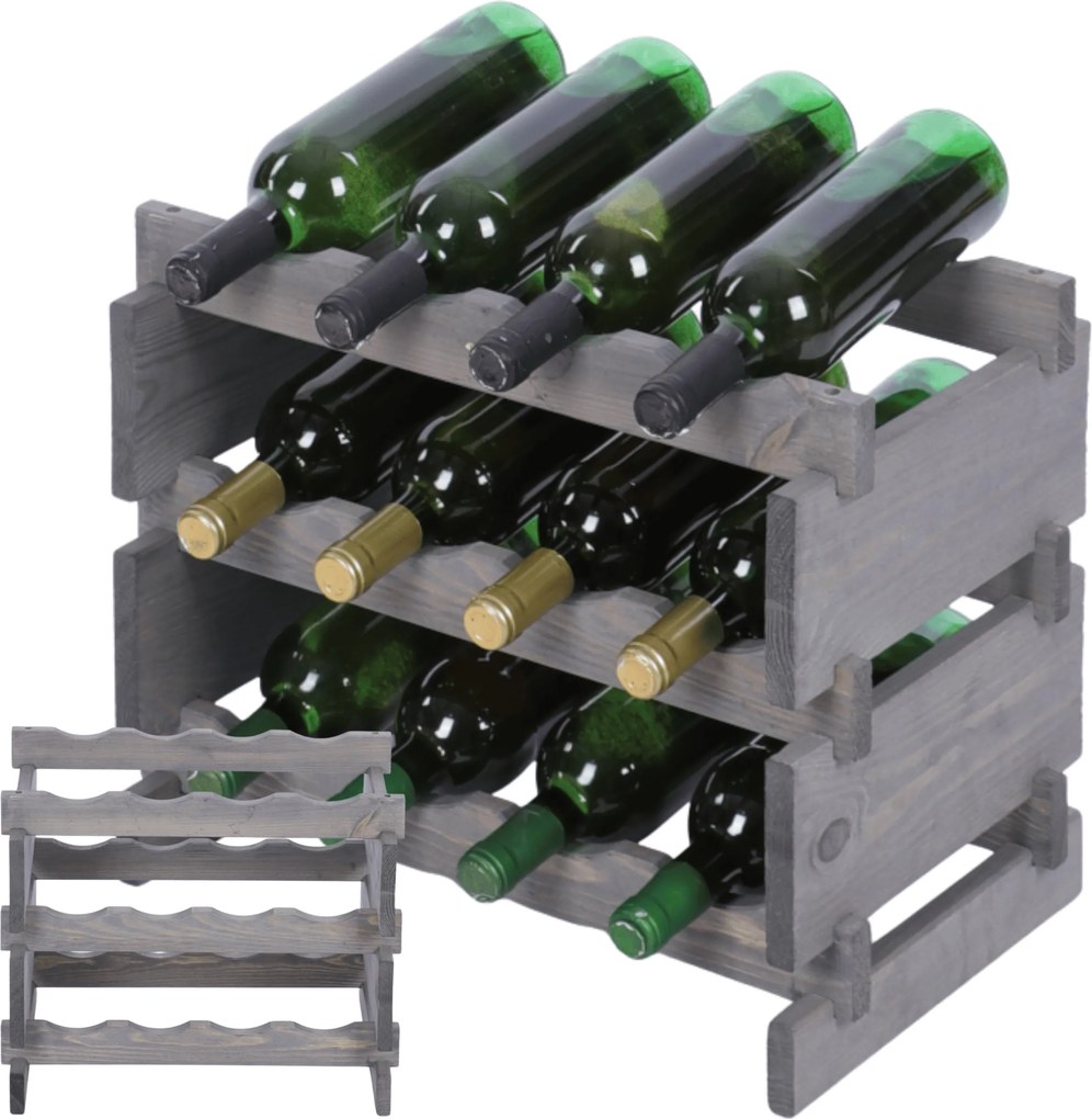 Bortartó állvány moduláris palacktartó állvány 3x4 12 palackhoz szerszám nélküli összeszerelés