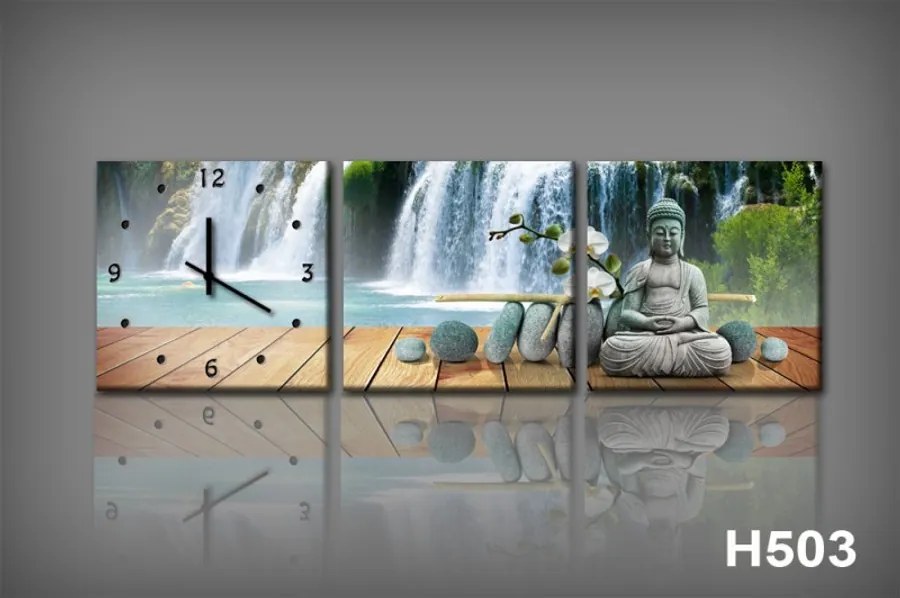 Vászonkép Faliórával H503 falls e buddha