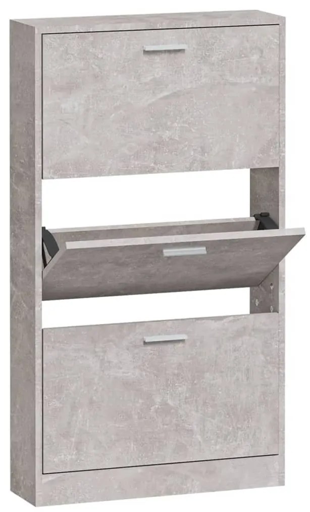 betonszürke szerelt fa cipőszekrény 59x17x108 cm