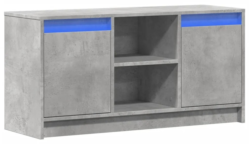 betonszürke szerelt fa TV-szekrény LED-ekkel 100 x 34 x 50 cm