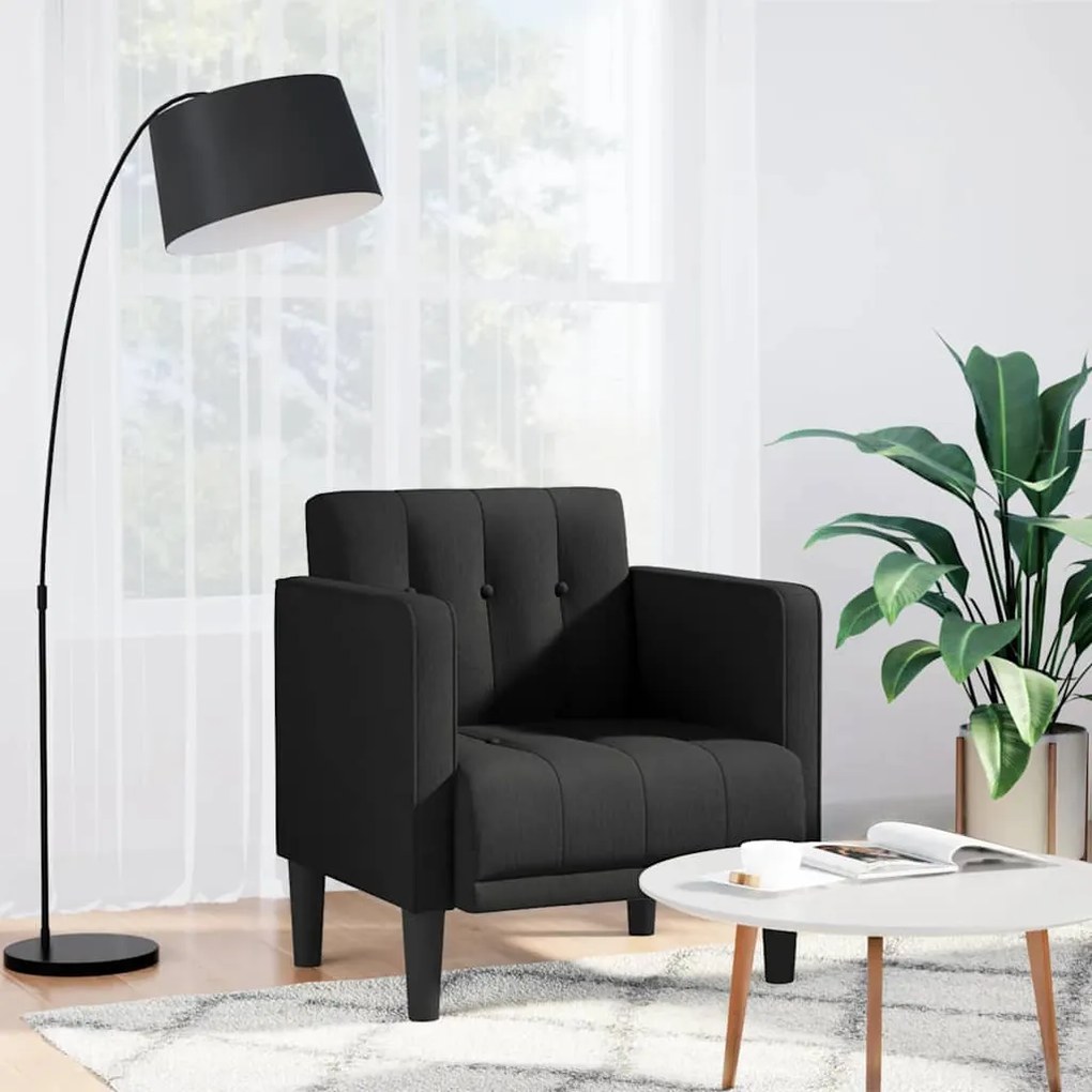 fekete szövet kanapészék karfás szék 53 cm
