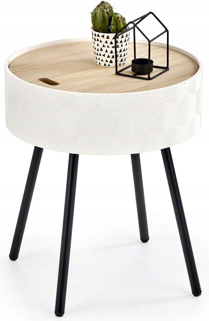 Kis stílusos Aura pad Halmar ø38 Fekete-fehér, nyitható tárolórekesszel