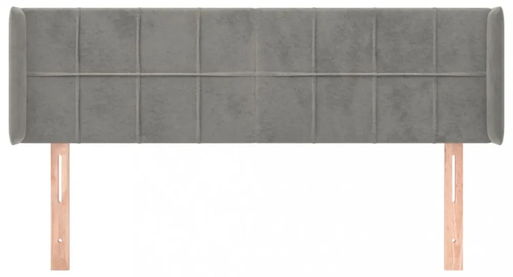 világosszürke bársony fejtámla 147x16x78/88 cm