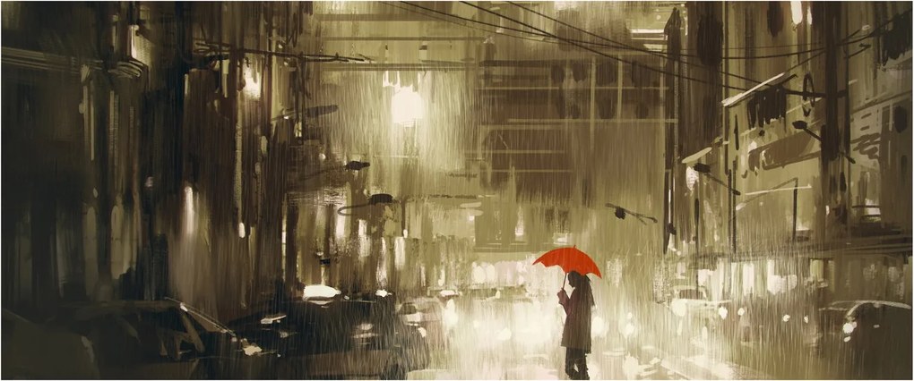 Kép - Nő egy esős éjszakán (120x50 cm)