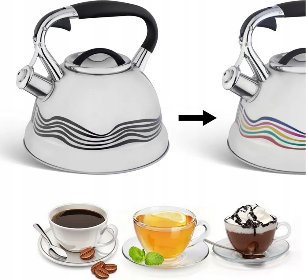 Hagyományos Acél Vízforraló Síppal Indukciós Gáz 3 L Edenberg 1902