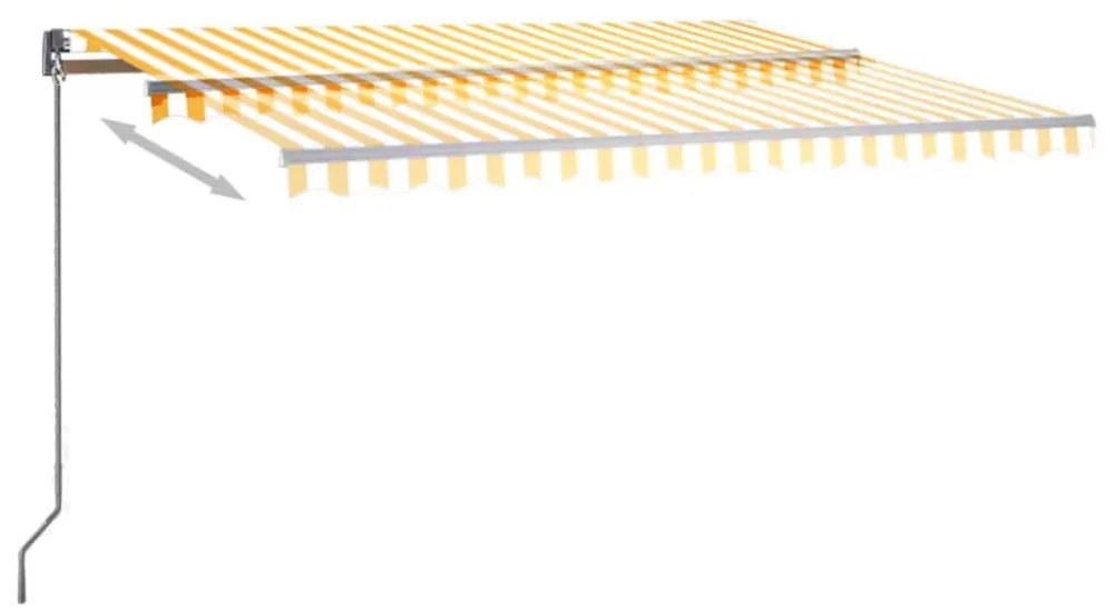 sárga-fehér szélérzékelős és LED-es napellenző 400x300 cm